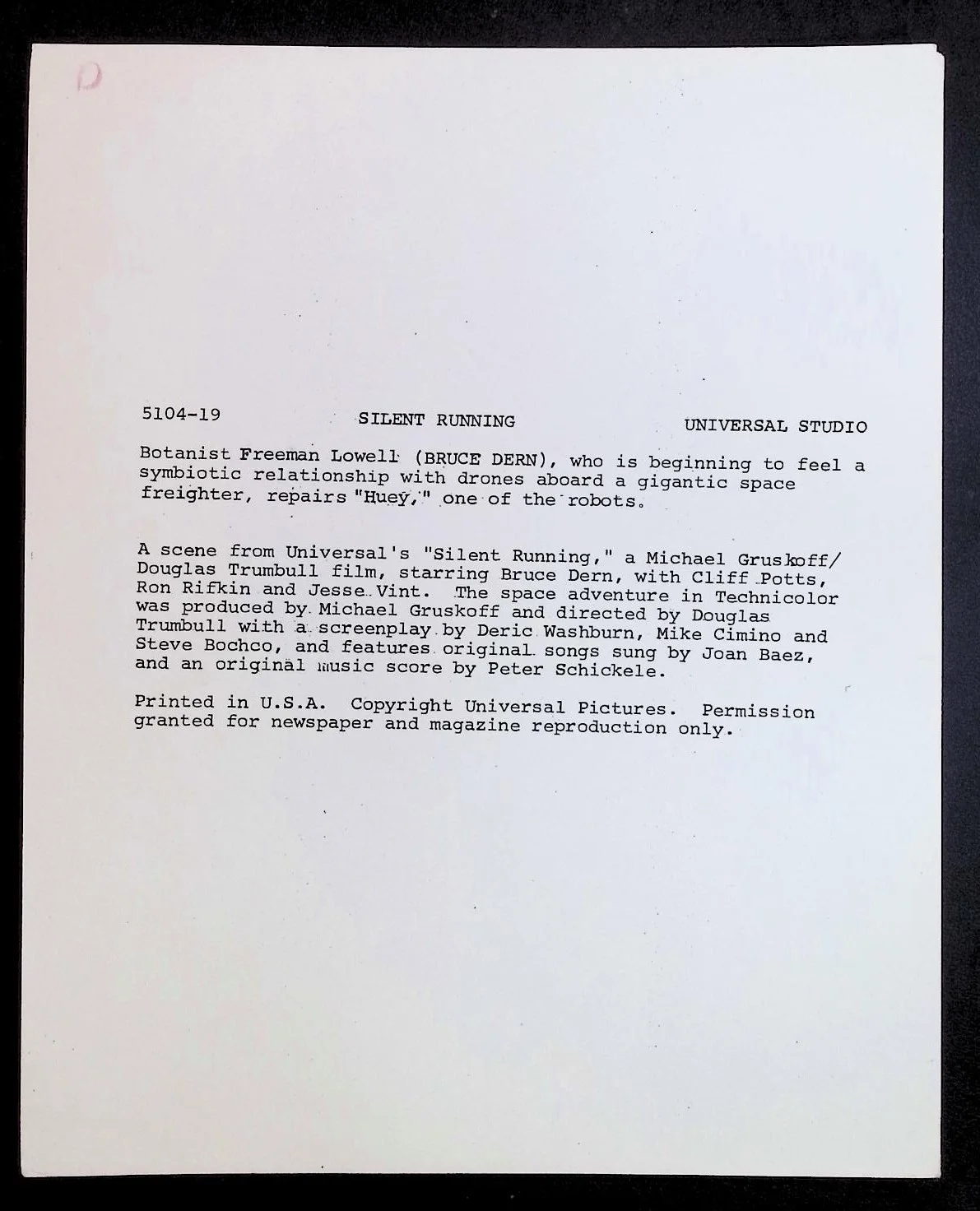 BRUCE DERN Signed IN-PERSON Movie Still Silent Running 1972 Original in COA, image 2