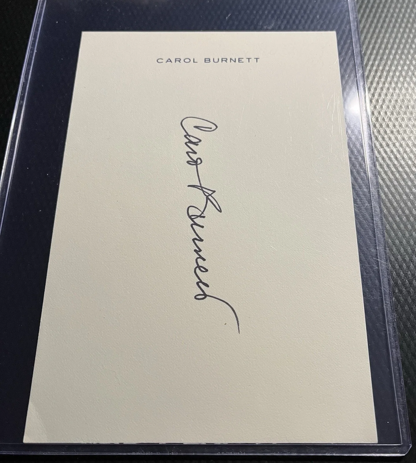 Carol Burnett — Carol Burnett Comedienne Signed Letterhead Cut Autograph w/ Top Loader & COA, image 4