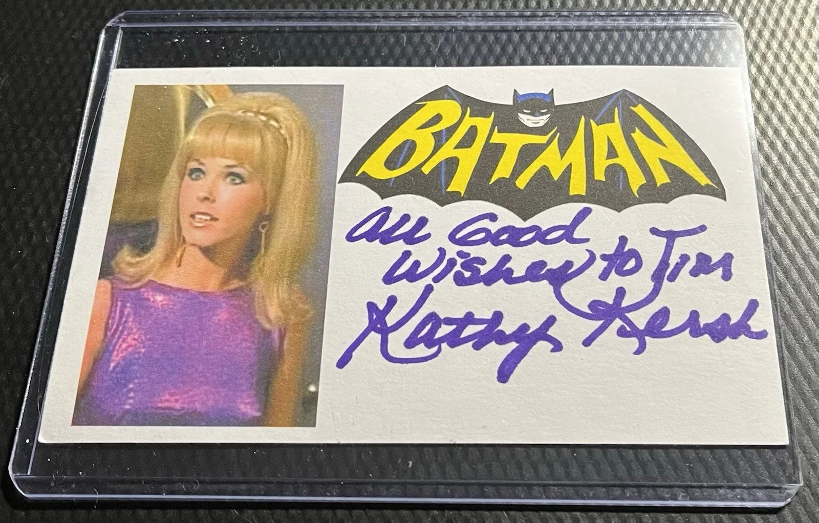 Kathy Hersh — Batman Cornelia aka Kathy Kersh Signed Promo 3x5 Card w/ COA Top Loader, image 2