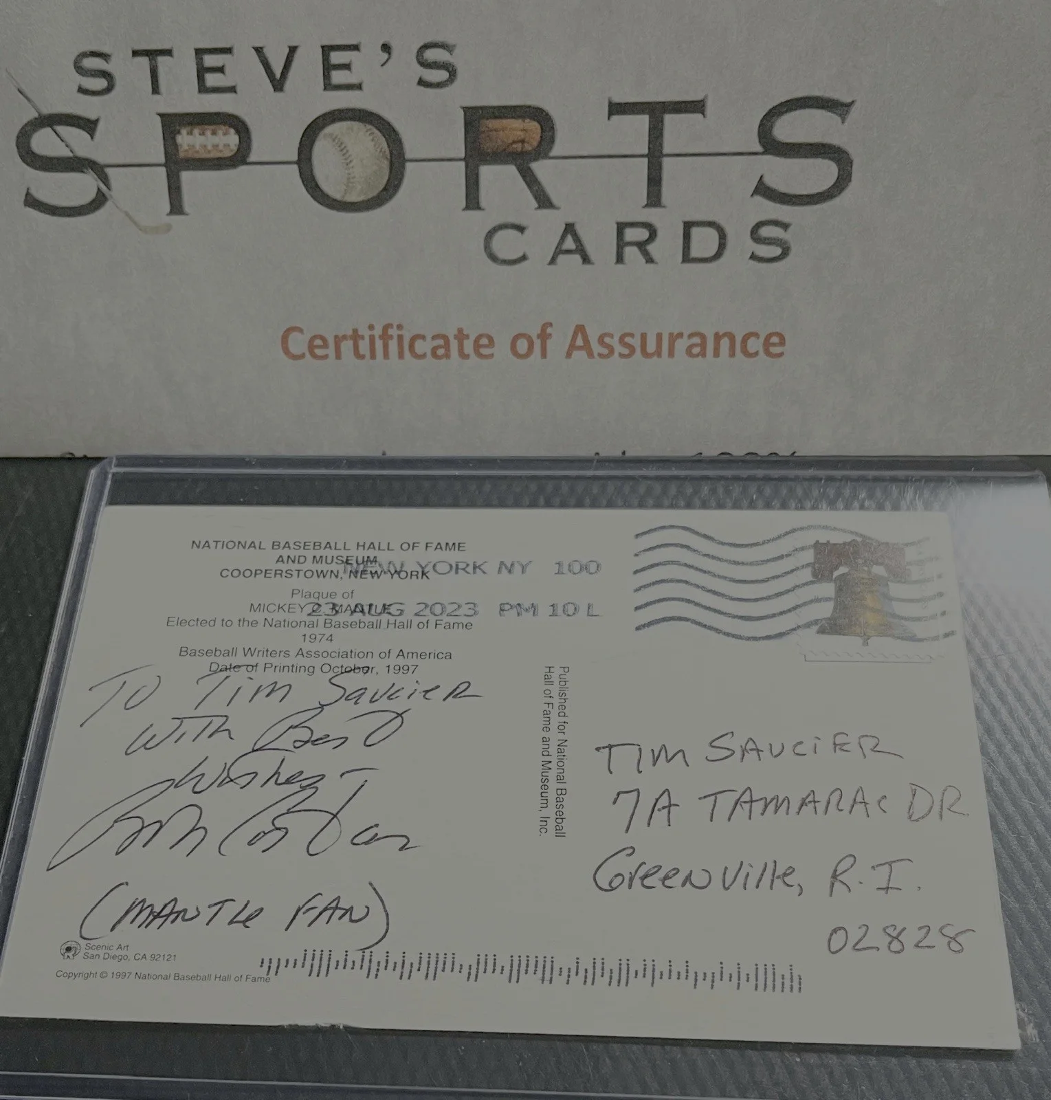 Bob Costas — Bob Costas Legendary Broadcaster Signed Mickey Mantle Yellow HOF w/ Top Load COA, изображение 2
