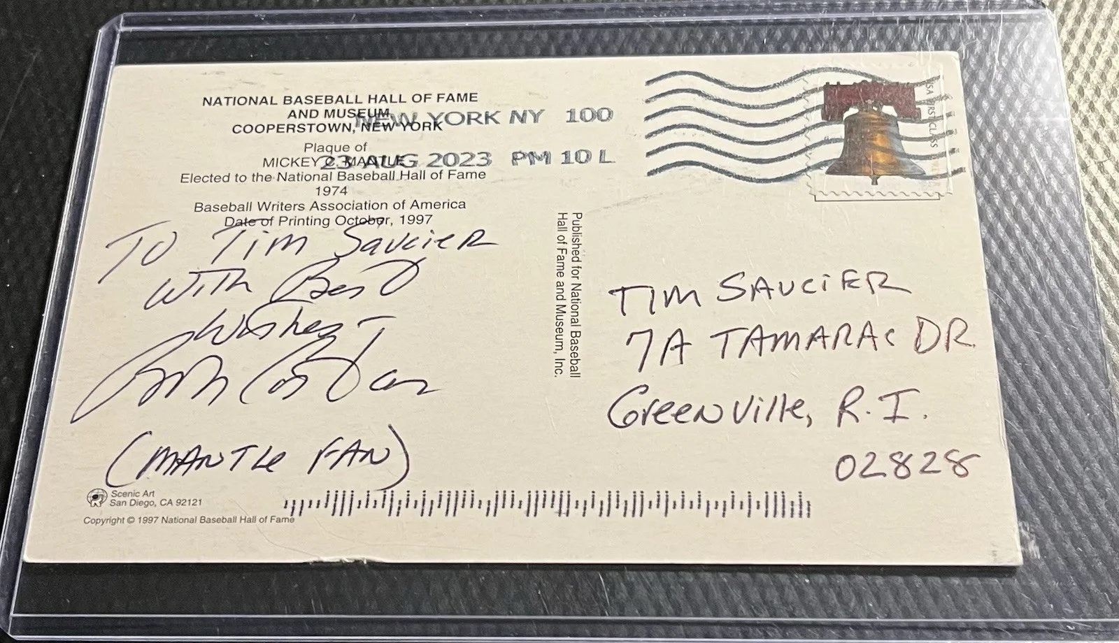 Bob Costas — Bob Costas Legendary Broadcaster Signed Mickey Mantle Yellow HOF w/ Top Load COA, изображение 5
