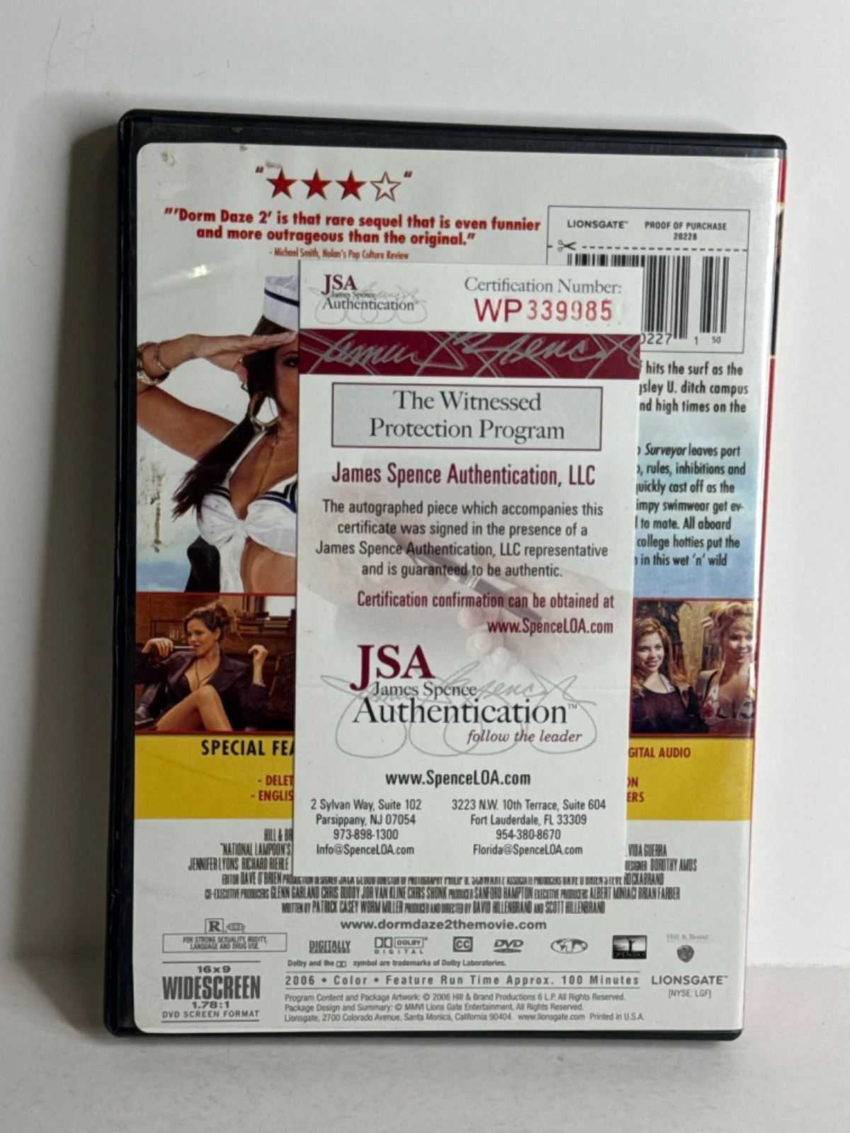 Vida Guerra — Vida Guerra Signed National Lampoon's DVD Cover Dorm Daze JSA WP339985, image 3