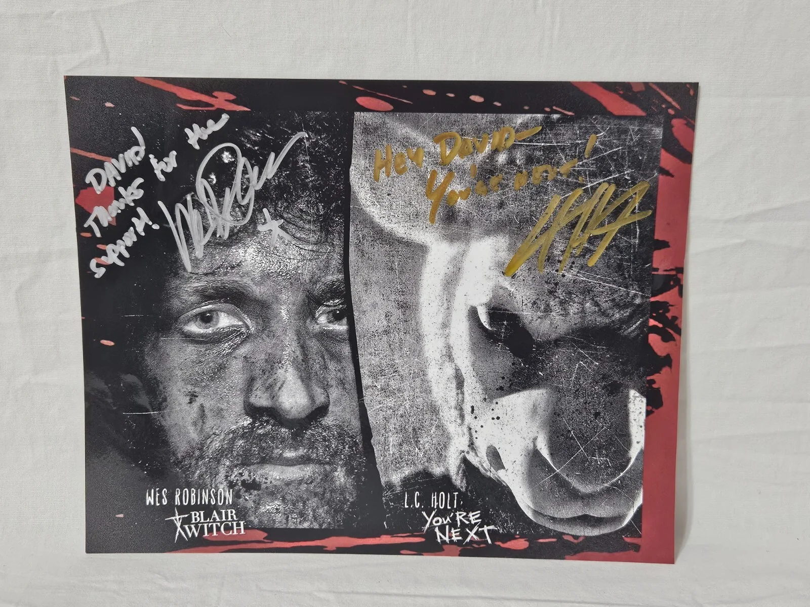 Wes Robinson & L.C. Holt — Wes Robinson & L.C. Holt Signed 8x10 Horror Photo Blair Witch. You're Next. Auto
