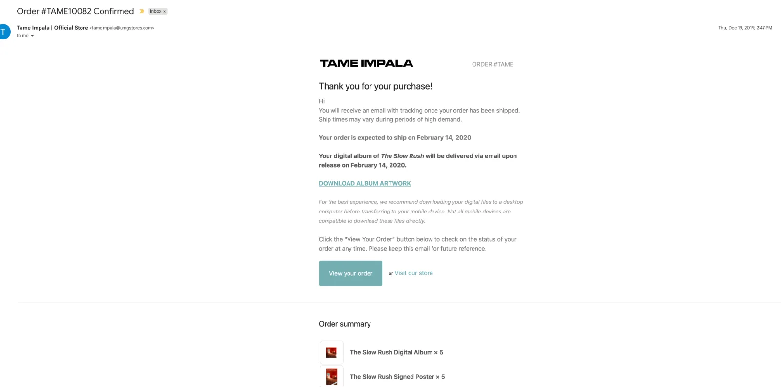 Signed/Autographed Tame Impala Kevin Parker The Slow Rush Poster 16x23 inches, изображение 4
