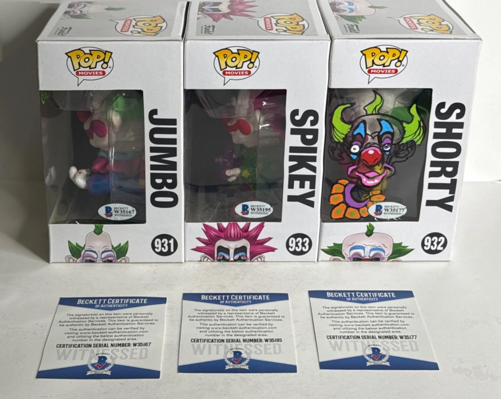 Stephen Chiodo — Killer Klowns Chiodo Bros Signed Set Of 3 Funkos W Drawing BAS, image 2