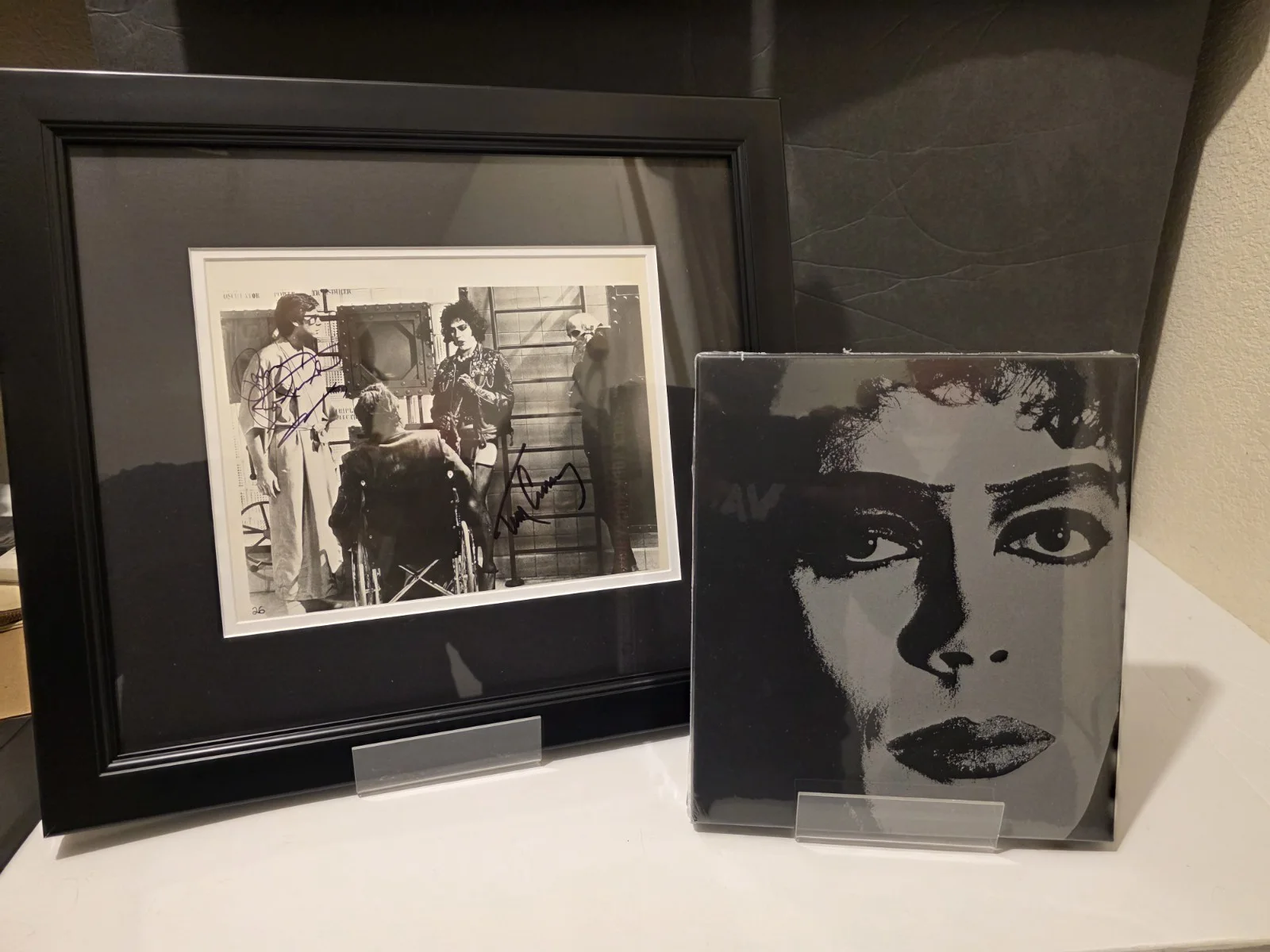 Tim Curry & Brian Bostwick — Rocky Horror Picture Show Framed Signed Photo and Mick Rock Photograph Book