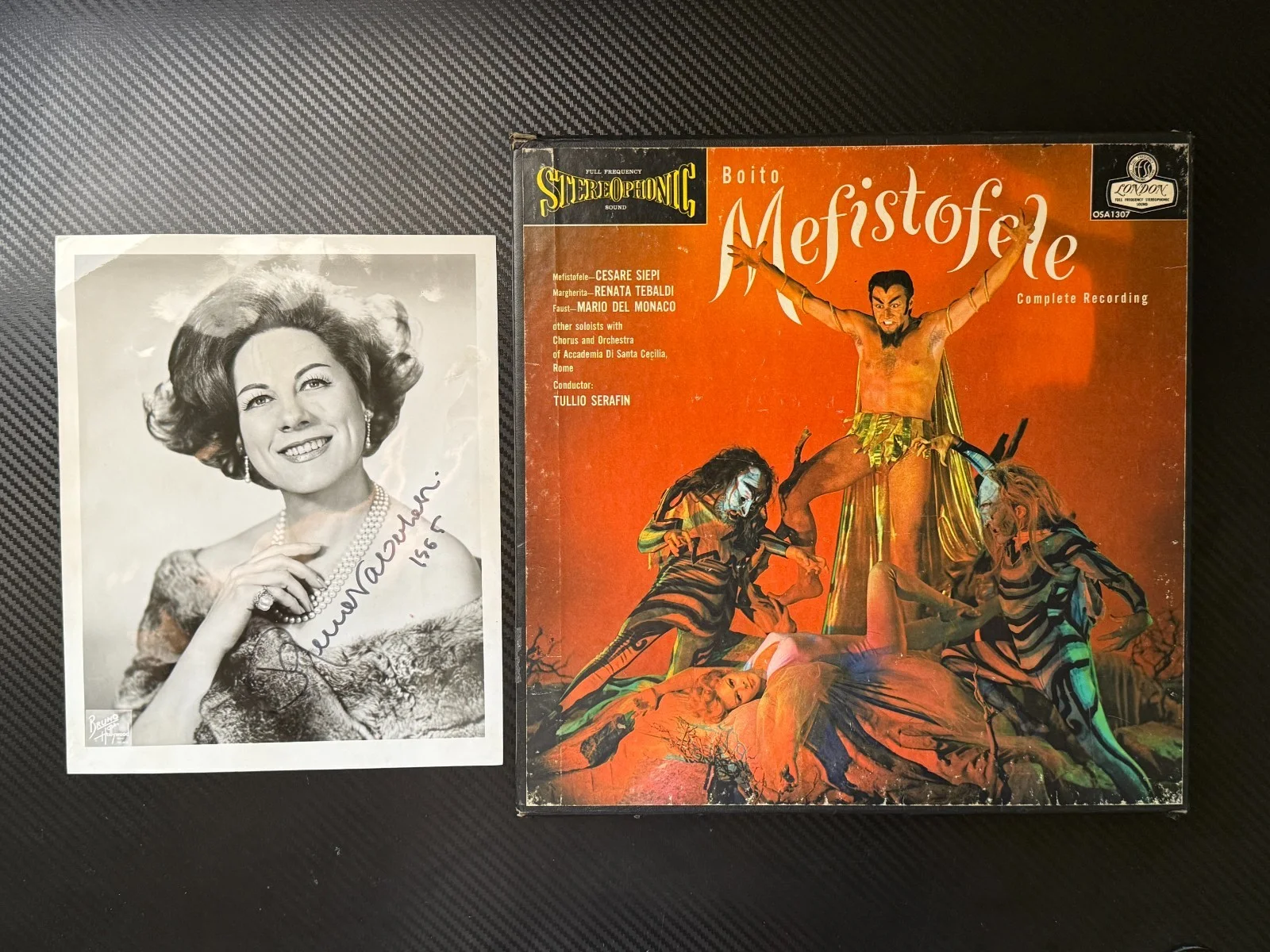 Renata Tebaldi Photo Signed + Boito Mefistofele Opera Vinyl Box Set London ffrr, image 2