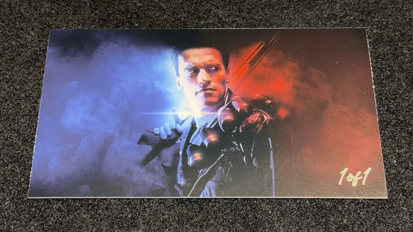 Arnold Schwarzenegger — Arnold Schwarzenegger Signed 3x5 Custom Cut Card JSA LOA Terminator Autograph, image 2