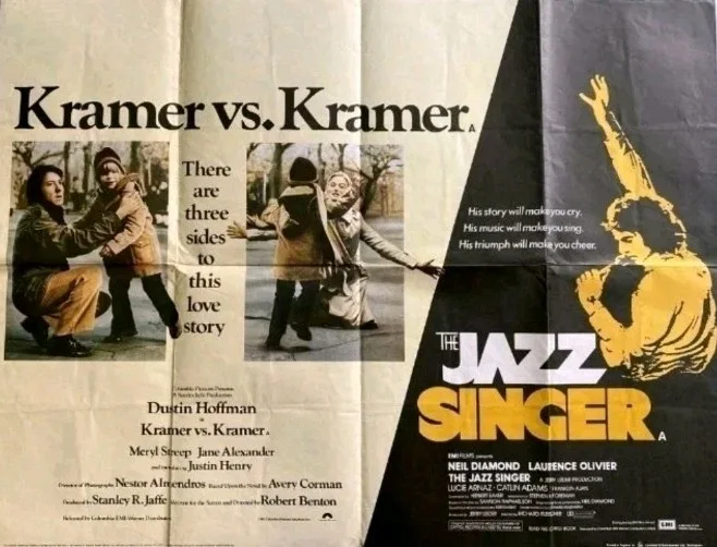 Kramer v Kramer / Jazz Singer Original Uk Quad Cinema Poster 30" X 40" – Folded, изображение 2