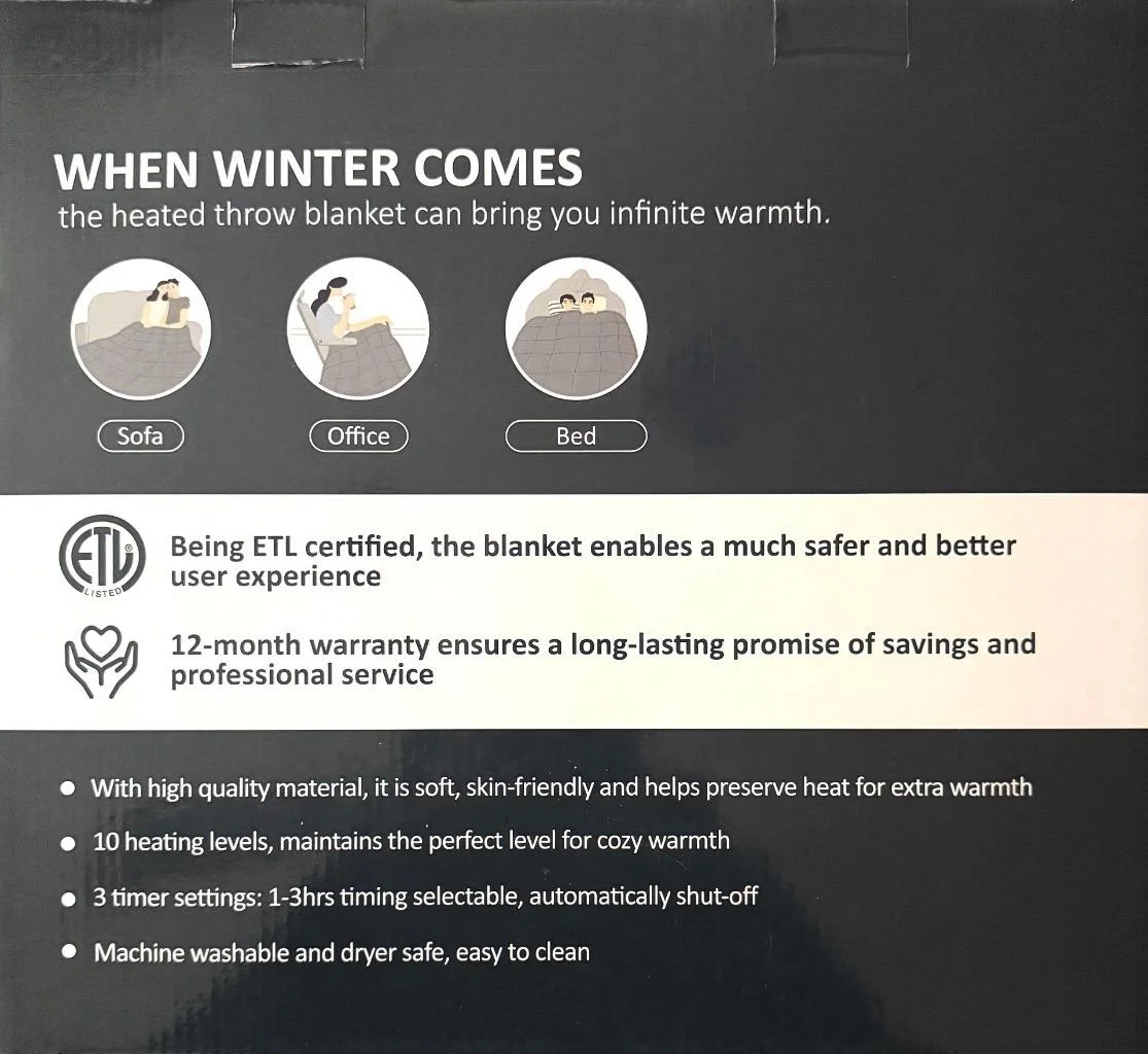 HEATED THROW BLANKET 50 IN" BY 60 IN" BRAND NEW -KEEP WARM THIS WINTER, изображение 2