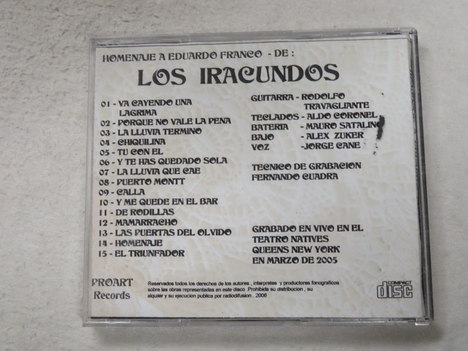 HOMENAJE A EDUARDO FRANCO SIGNED CD, image 2
