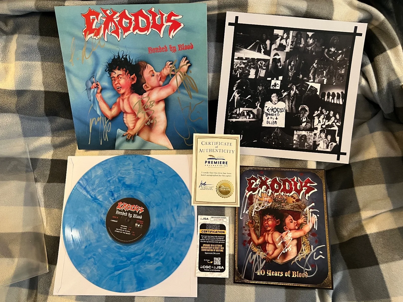 2025 Exodus autograph lot Lim Ed LP and 40th ann blue Bonded by Blood thrash, image 2