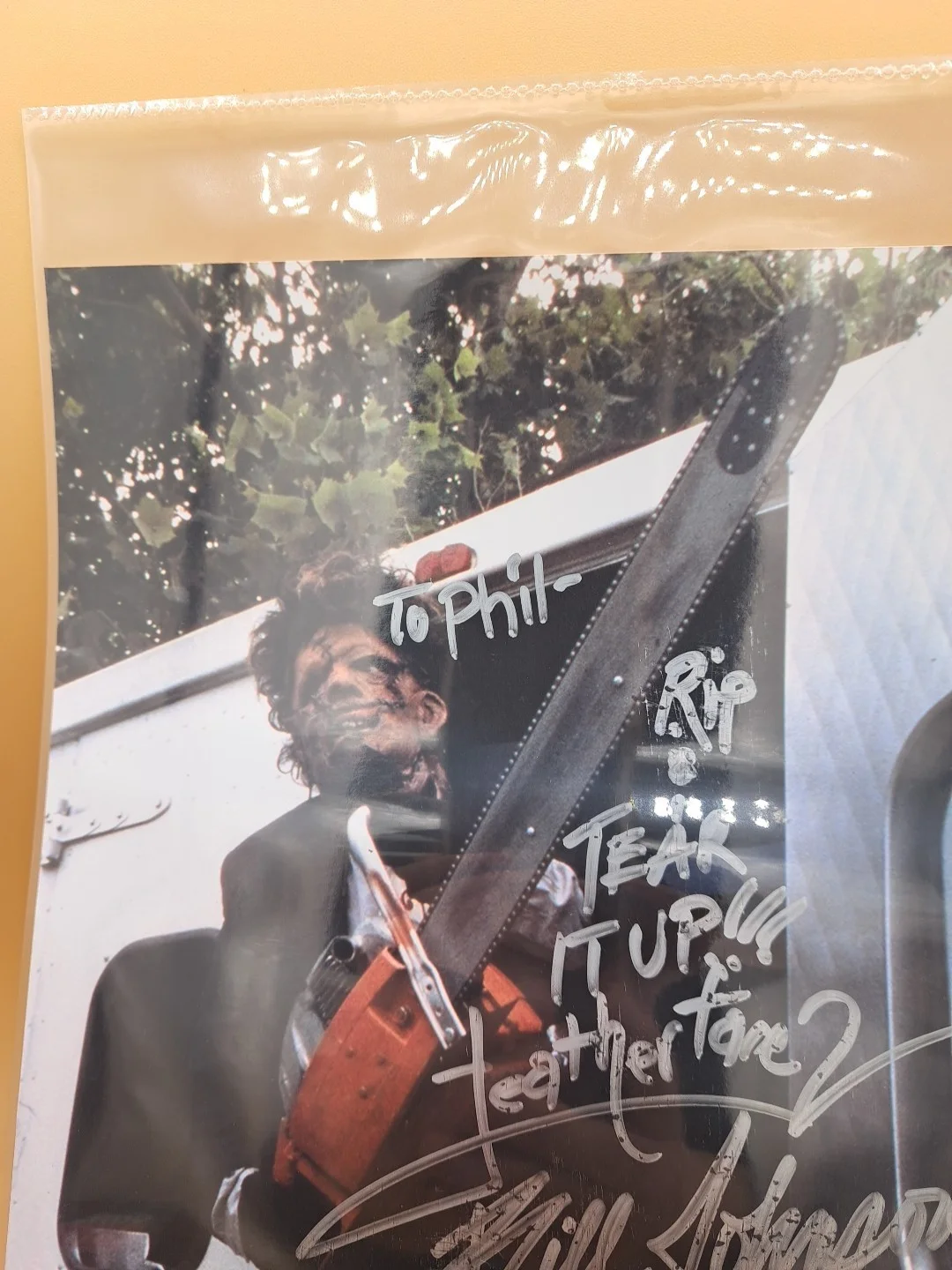 Bill Johnson — Bill Johnson Texas Chainsaw Massacre 2 Leatherface Signed Autographed 8x10 Photo, image 3