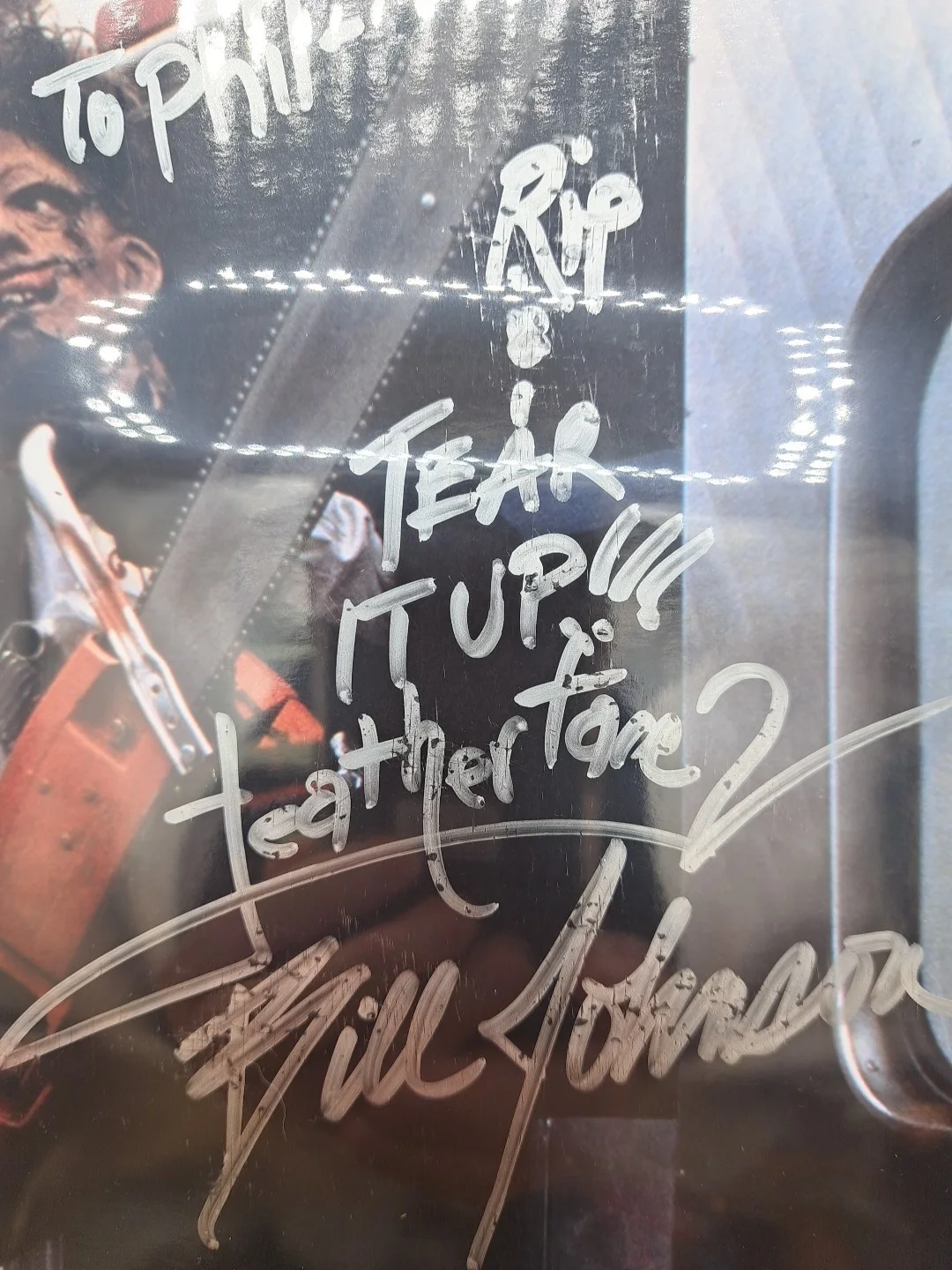 Bill Johnson — Bill Johnson Texas Chainsaw Massacre 2 Leatherface Signed Autographed 8x10 Photo, image 4