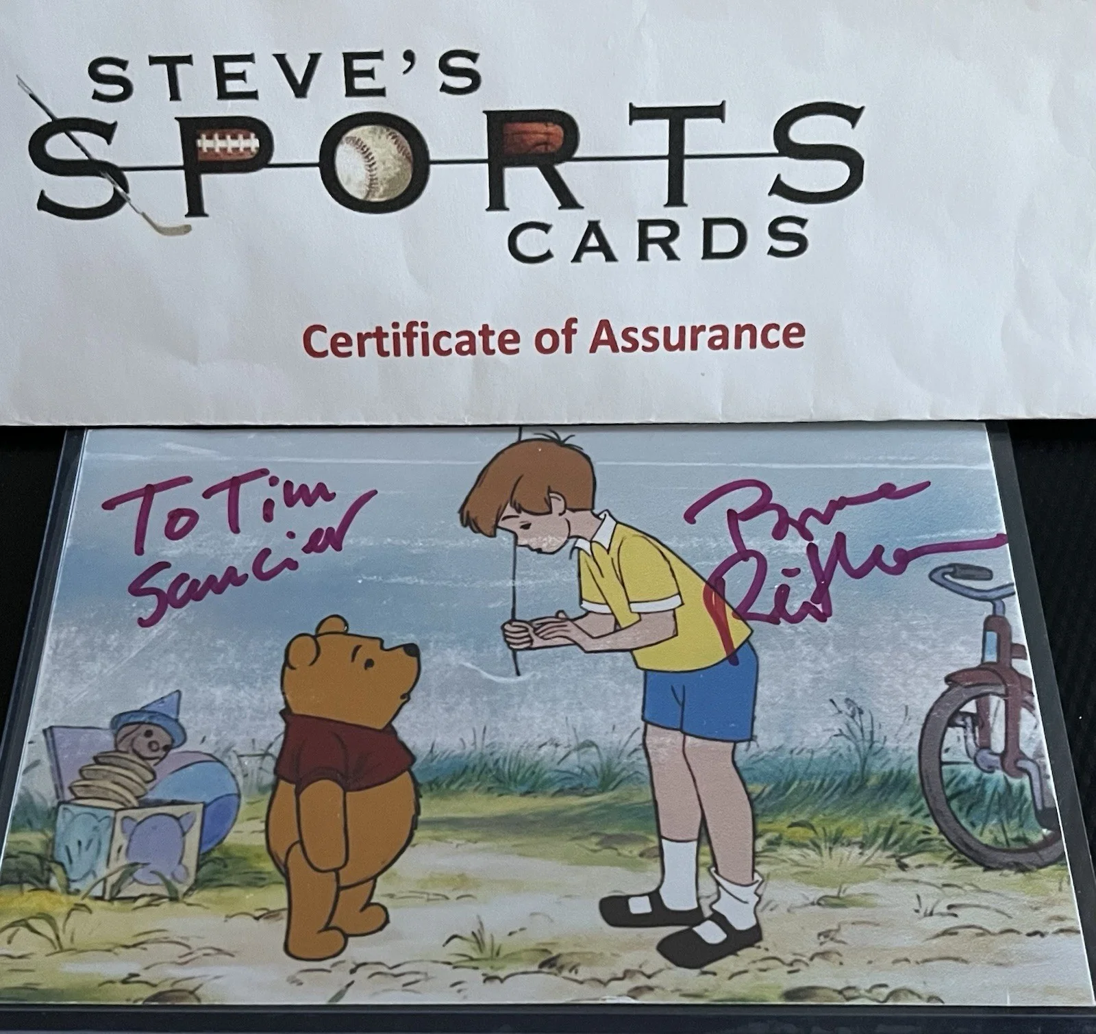 Bruce Reitherman — Bruce Reitherman aka Voice Christopher Robin Signed 4x6 Photo w/ COA Top Loader