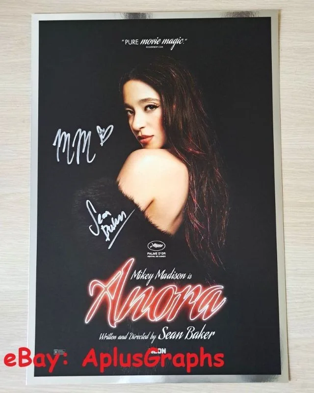 Sean Baker & Mikey Madison — MIKEY MADISON and SEAN BAKER... Anora Poster - SIGNED