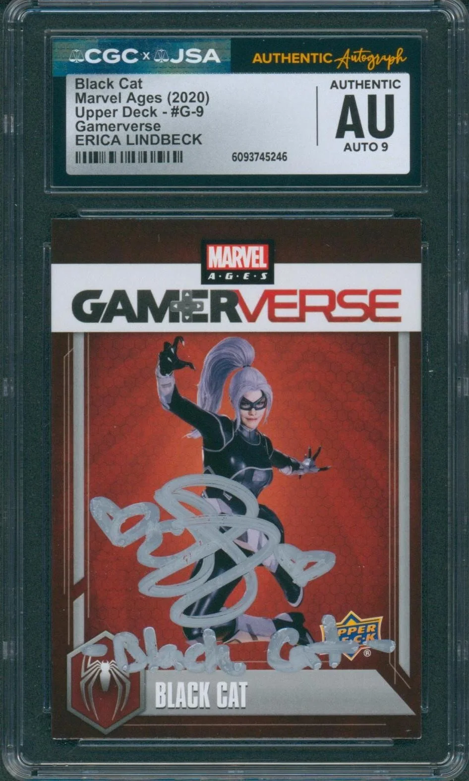 Erica Lindbeck — Erica Lindbeck Signed Spider-Man Upper Deck Black Cat Card CGC x JSA SLAB
