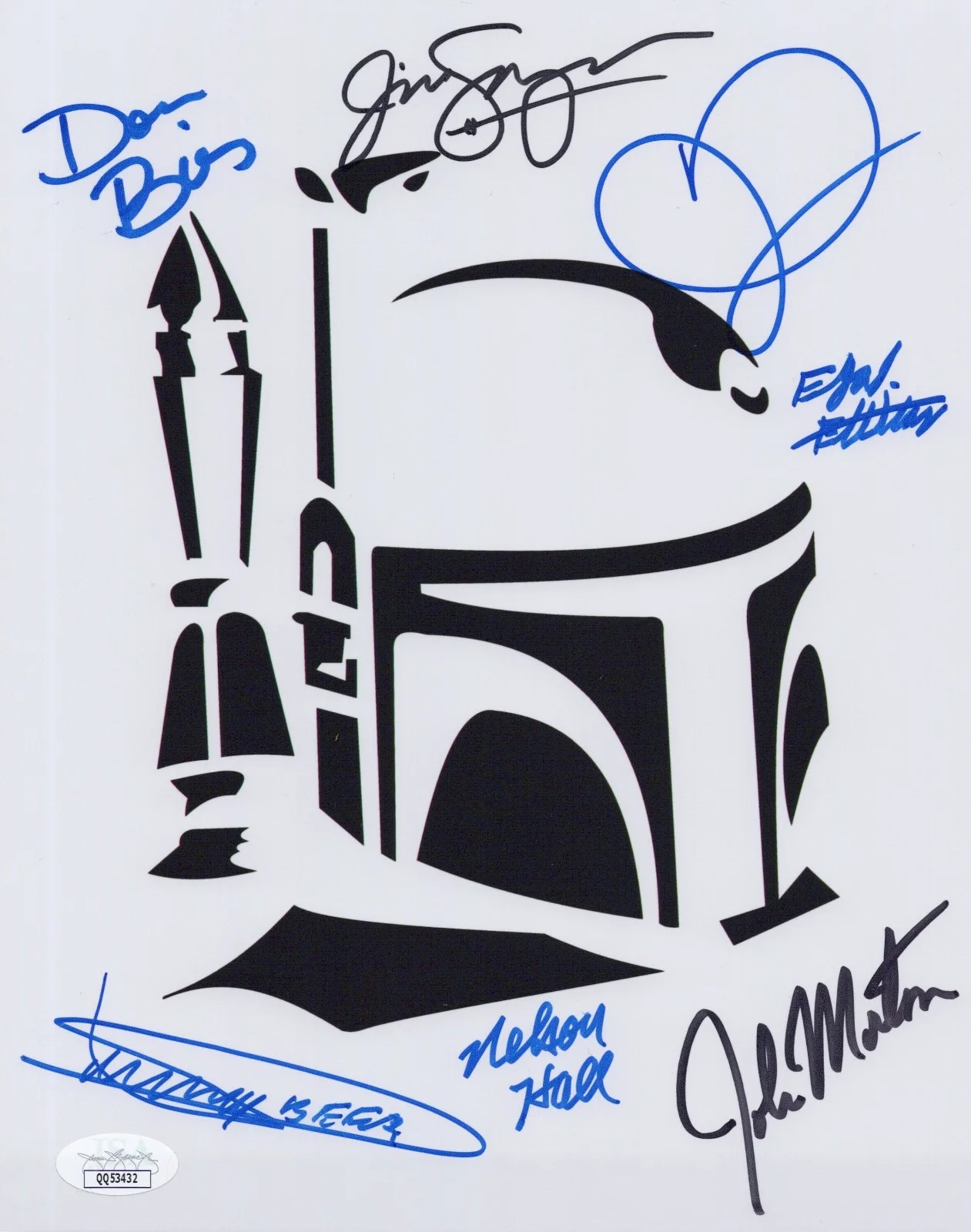 Beer, Bies, Elbitar, Hall, Logan, Morton & Swearingen — Star Wars- Boba Fett 8x10 photo signed by Daniel Logan +6 other Fetts JSA COA