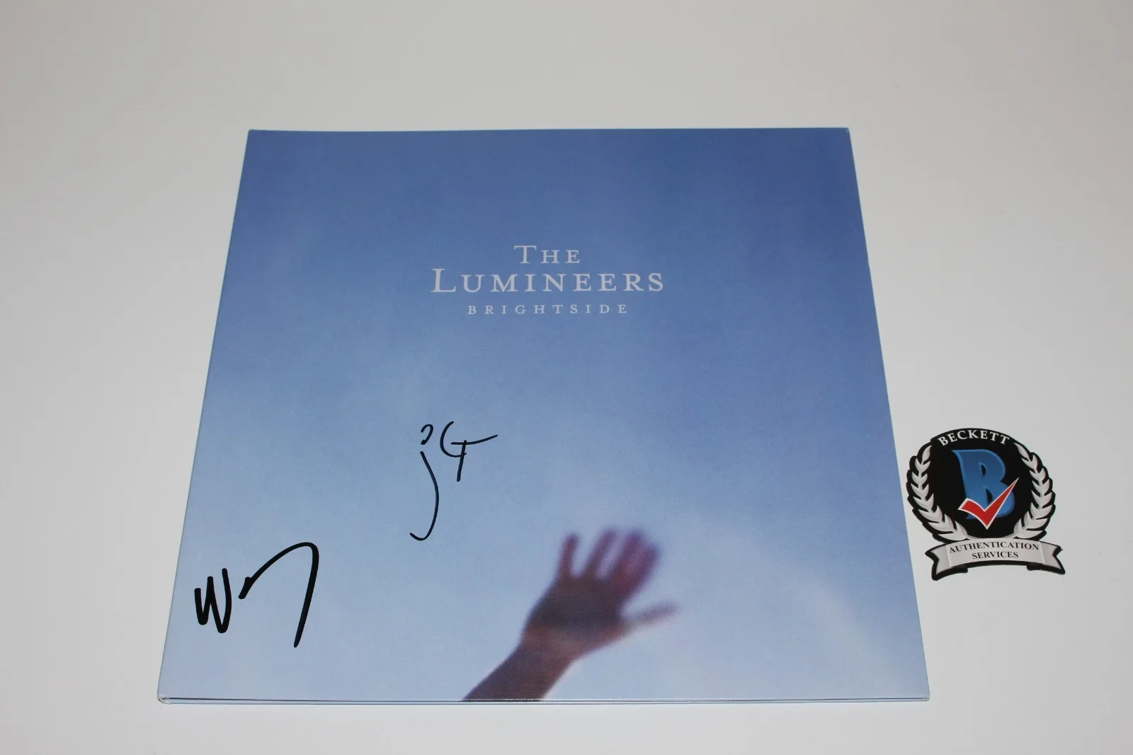 THE LUMINEERS BAND SIGNED 'BRIGHTSIDE' ALBUM VINYL RECORD BECKETT COA WESLEY BAS, image 3