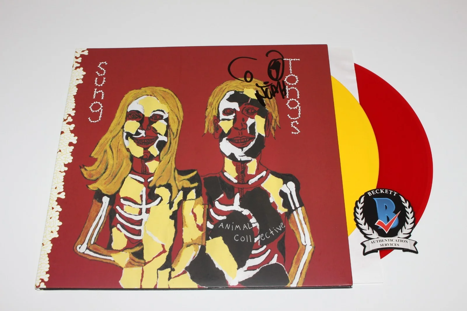 PANDA BEAR SIGNED ANIMAL COLLECTIVE SUNG TONGS ALBUM VINYL RECORD BECKETT COA, изображение 3