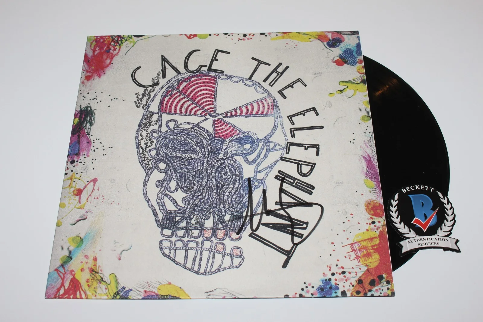 MATT SHULTZ SIGNED CAGE THE ELEPHANT SELF TITLED ALBUM VINYL RECORD BECKETT COA, image 3