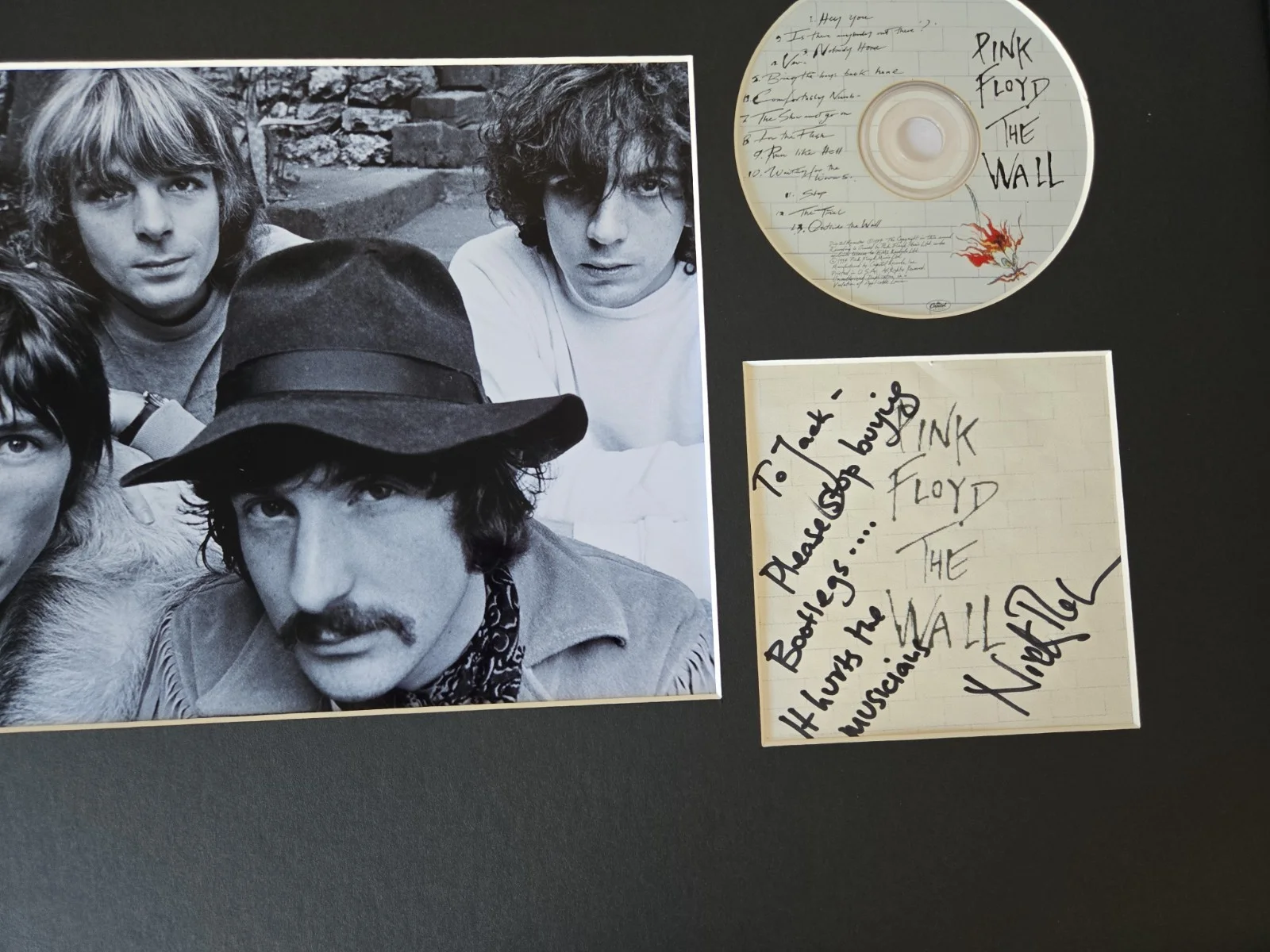 Nick Mason Signed Pink Floyd CD Display Framed 16x20 Great Inscription!, image 2