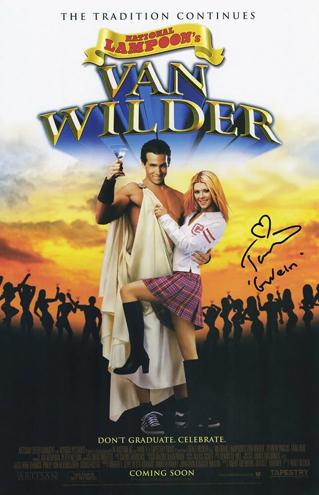 Websites — Tara Reid Signed Van Wilder 11x17 Movie Poster w/Gwein - (SCHWARTZ SPORTS COA)