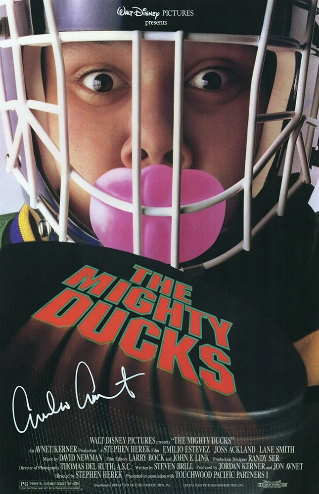 Websites — Emilio Estevez Signed The Mighty Ducks (Goldberg) 11x17 Movie Poster - (SS COA)