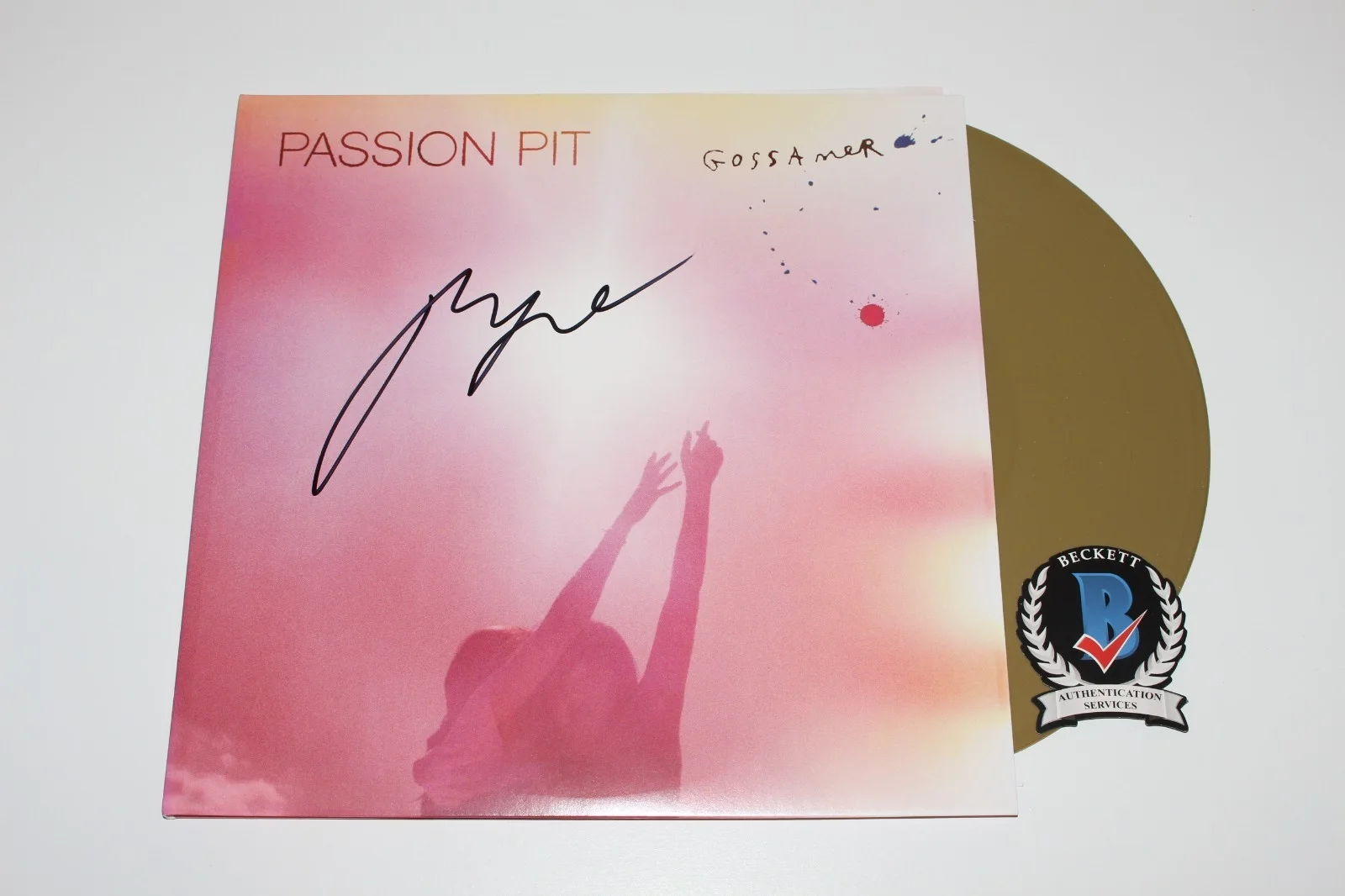 MICHAEL ANGELAKOS SIGNED PASSION PIT 'GOSSAMER' ALBUM VINYL RECORD BECKETT COA, image 3