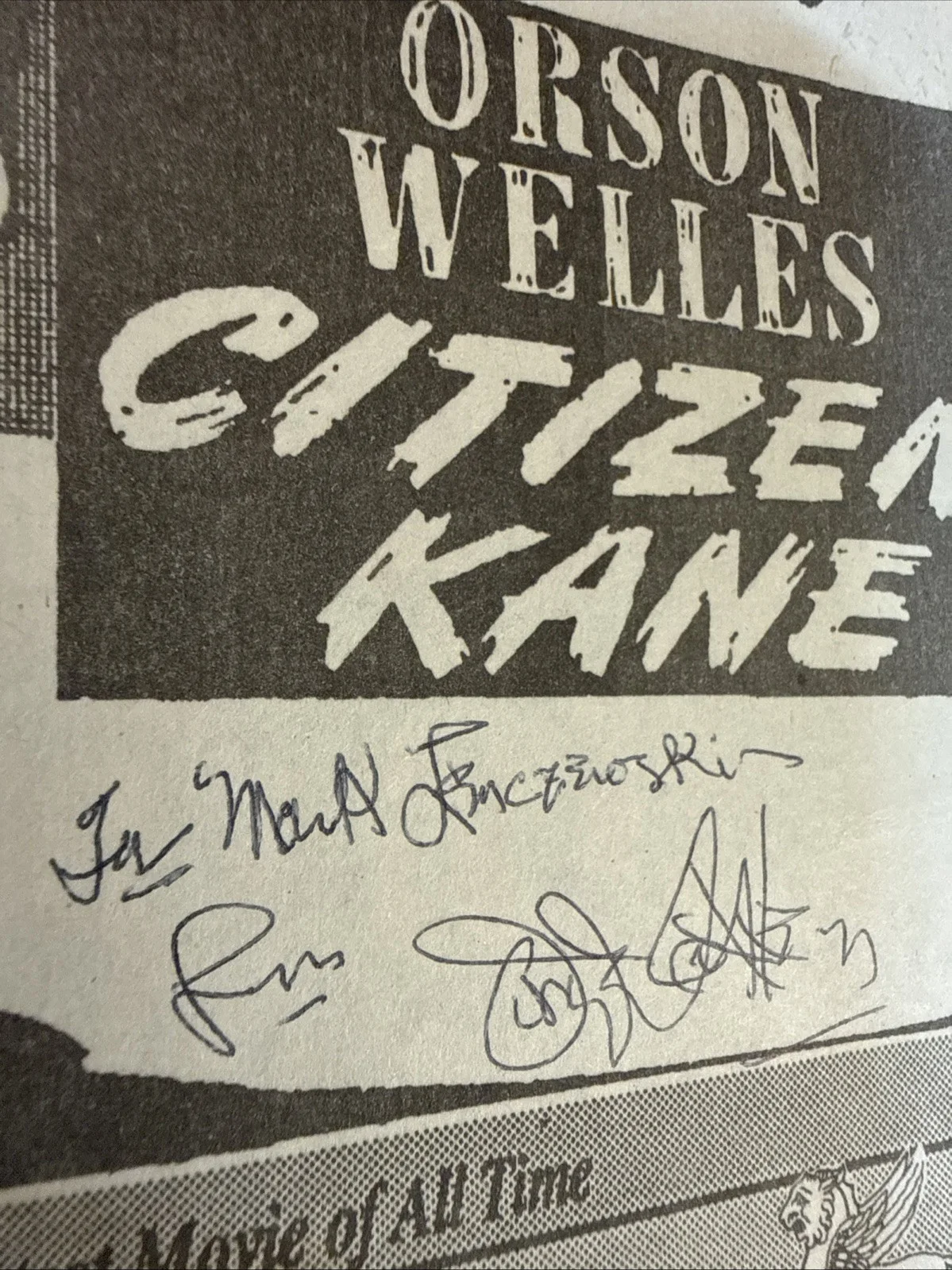 Joseph Cotten Citizen Kane AUTOGRAPHED / HAND SIGNED Newsprint, изображение 2