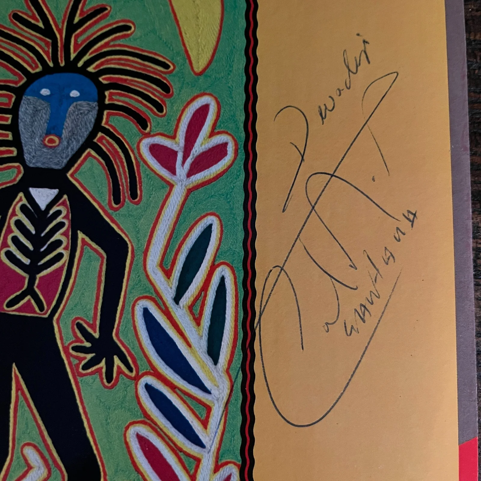 Autographed DEVADIP CARLOS SANTANA ~Shango~ LP Vinyl 1982 SIGNED, image 2