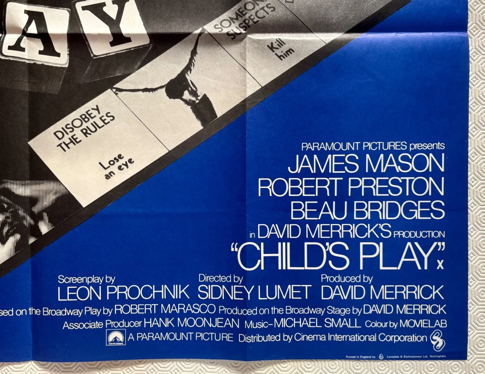 Childs Play Original 1972 Quad Poster James Mason Robert Preston Beau Bridges, image 3