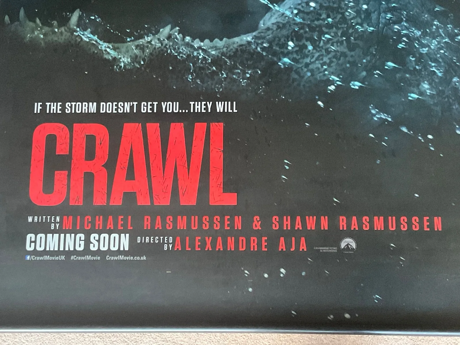 Crawl with Kaya SCODELARIO 2019 Movie Poster Cinema Film Memorabilia 8x5ft HUGE, изображение 2