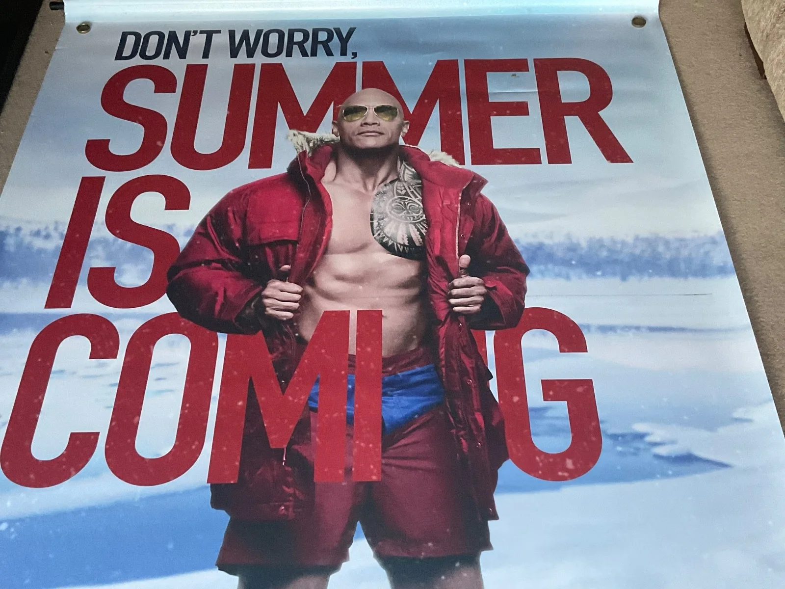 BAYWATCH The Rock 2 sided Movie Poster Cinema Film Memorabilia 8x5ft HUGE, изображение 2
