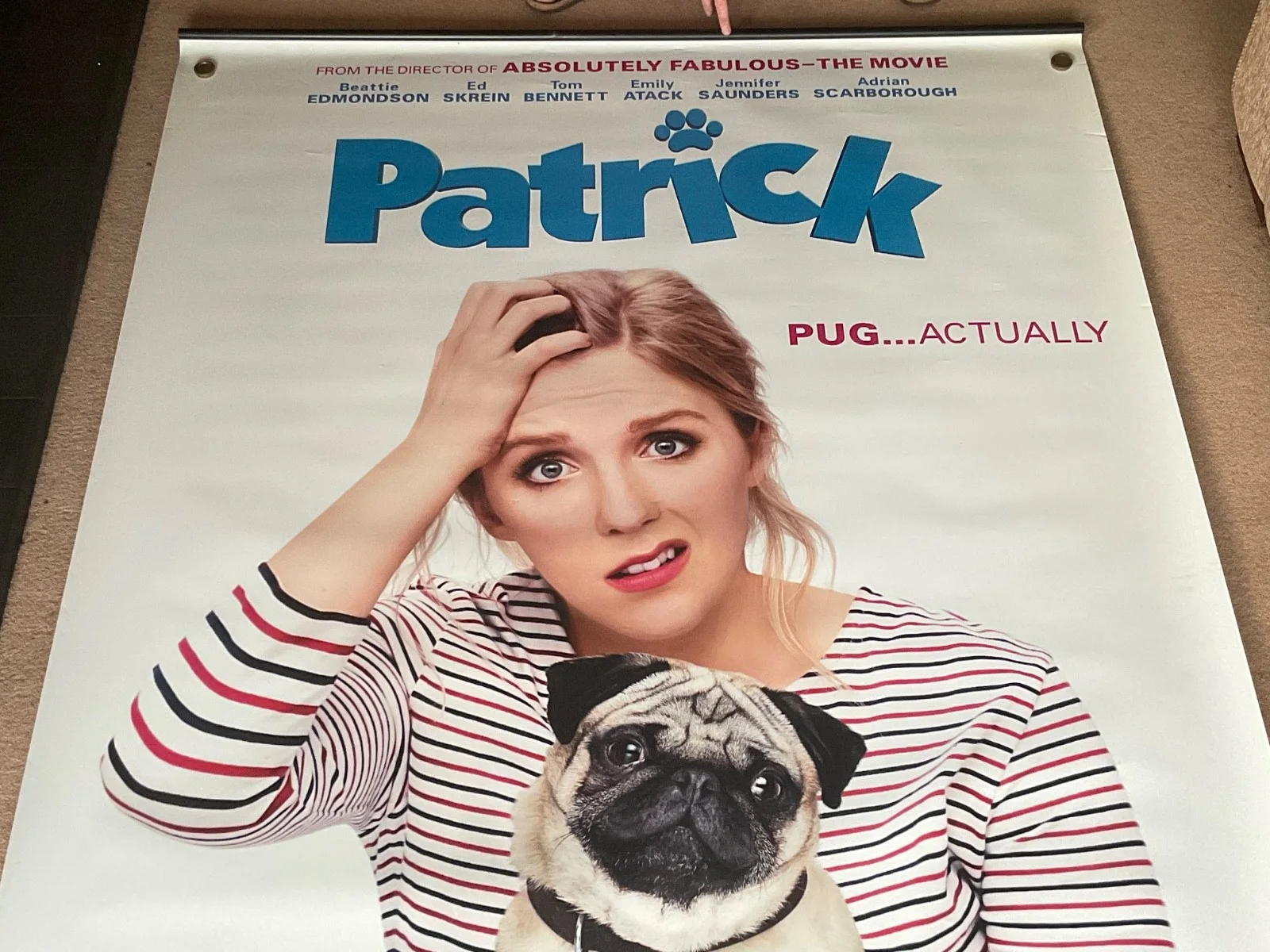 Patrick Pug Actually Movie Poster Cinema Film Comedy Memorabilia 8x5ft HUGE 2018, изображение 2