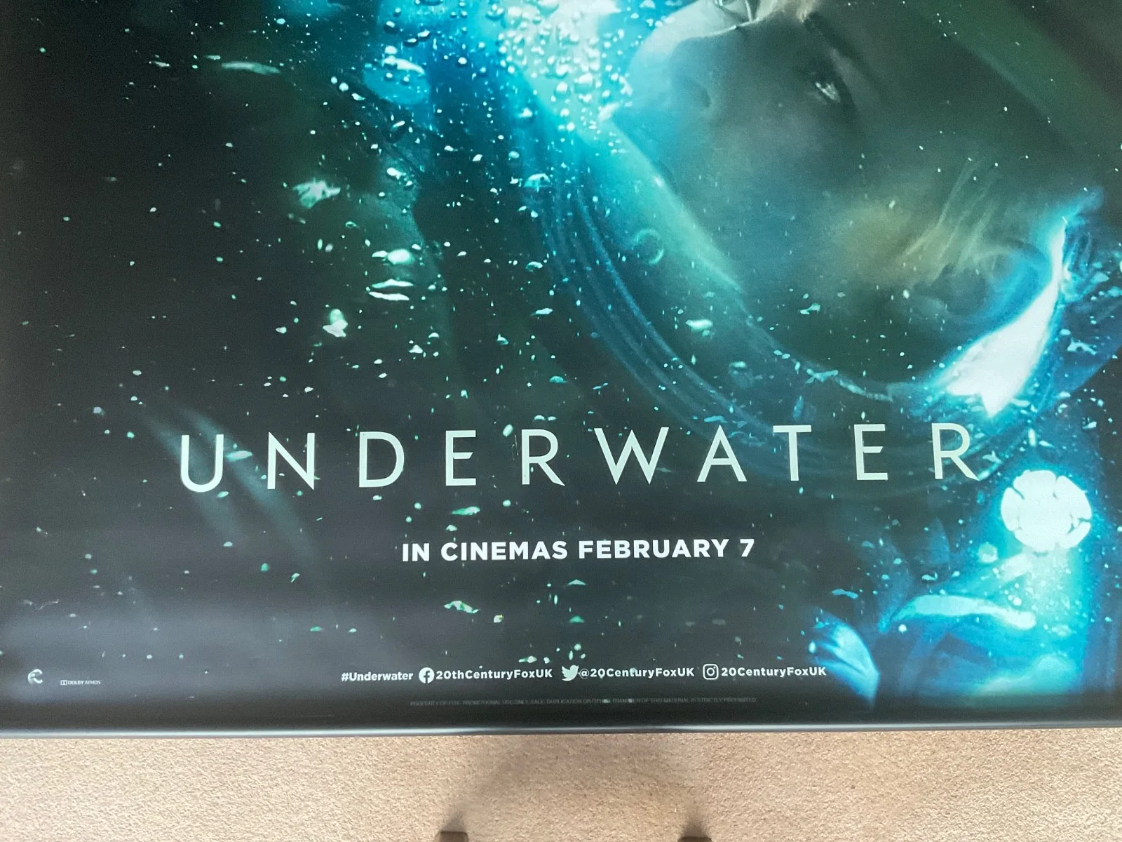 UNDERWATER Movie Poster Cinema Film Sci Fi Memorabilia 2020 8ftx5ft HUGE, изображение 2
