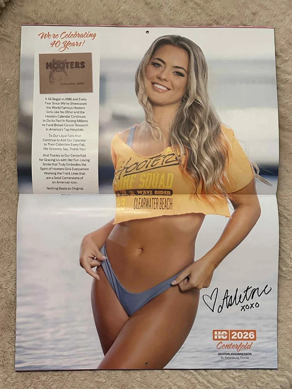HOOTERS AUTOGRAPHED 2026 CALENDAR, 10 GIRLS SIGNED, image 2