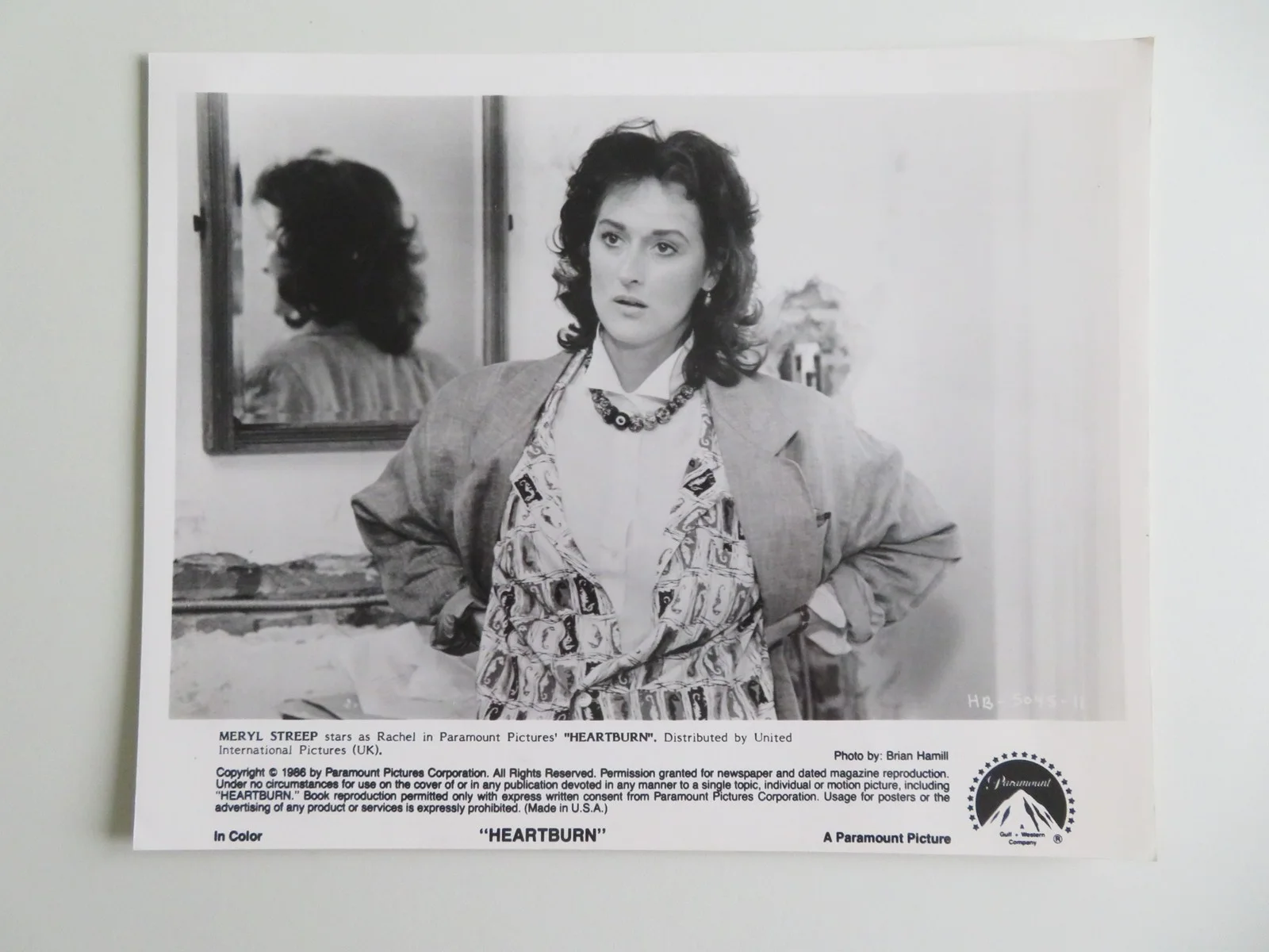 HEARTBURN MOVIE STILL PHOTO LOT OF 4 MERYL STREEP JACK NICHOLSON 1986, изображение 3