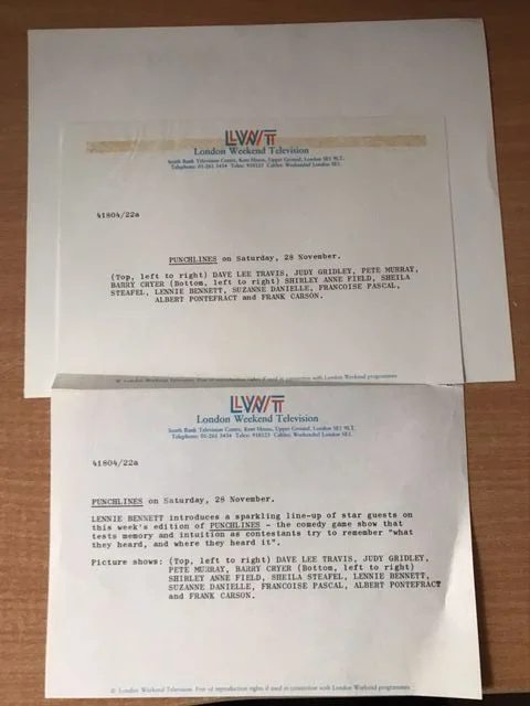 Original LWT Press Photo Punchlines Suzanne Danielle/Barry Cryer/Dave Lee Travis, изображение 2