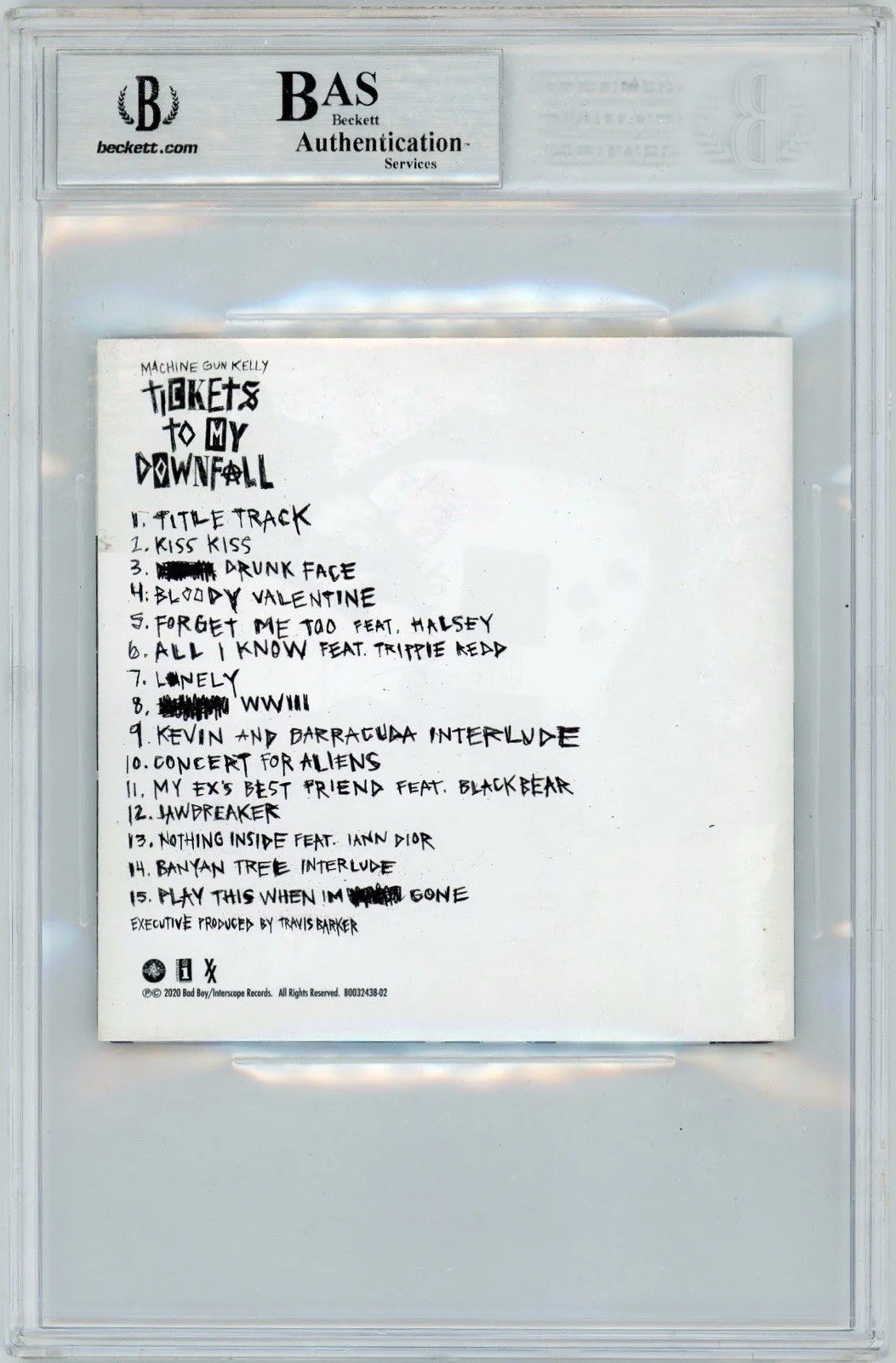 MGK Signed Tickets To My Downfall CD Cover/Booklet BGS Beckett Encapsulated, image 2
