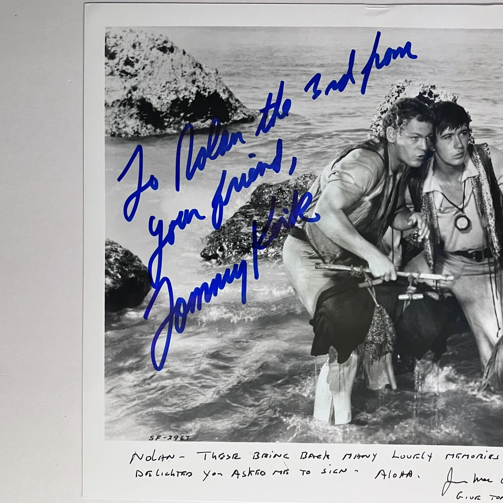 Tommy Kirk, James MacArthur — DISNEY Signed 8x10 / TOMMY KIRK & James MacArthur / SWISS FAMILY ROBINSON (1960), изображение 3