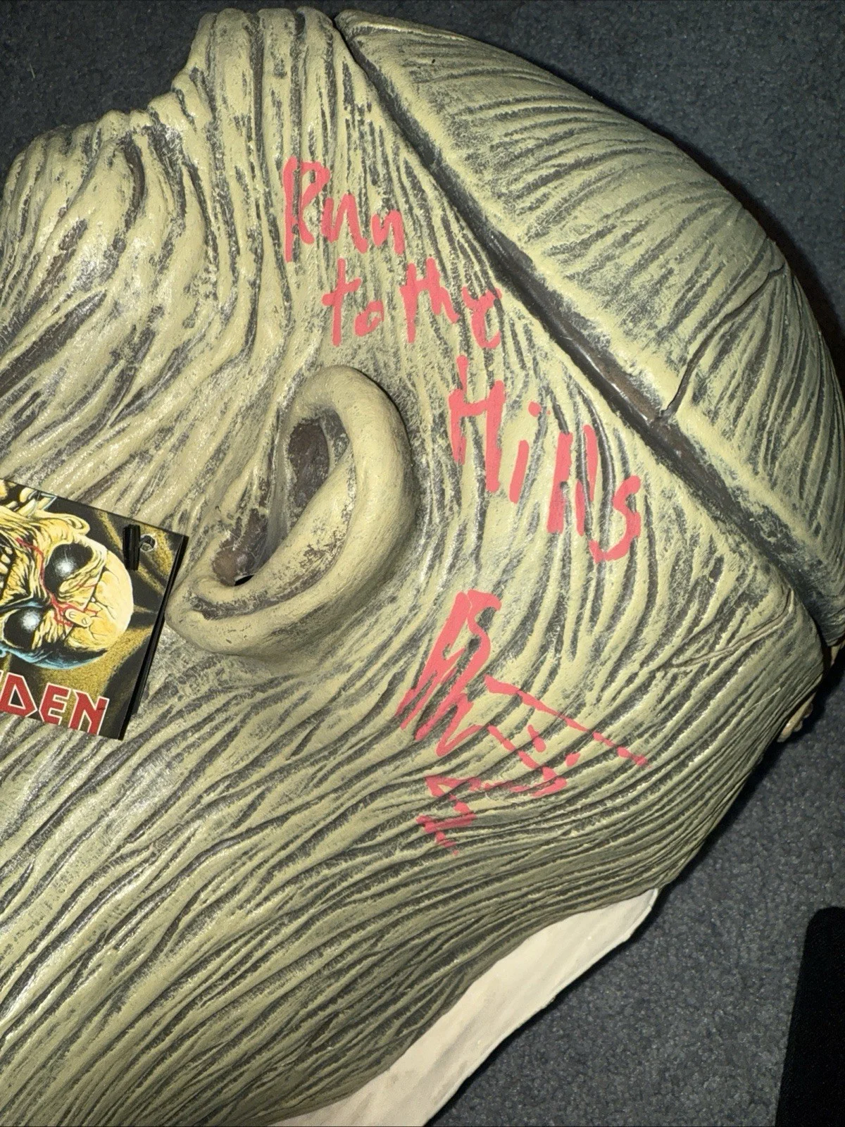 Bruce Dickinson AUTOGRAPH SIGNED Eddie Mask INSCRIPTION Run To The Hills PROOF, image 3