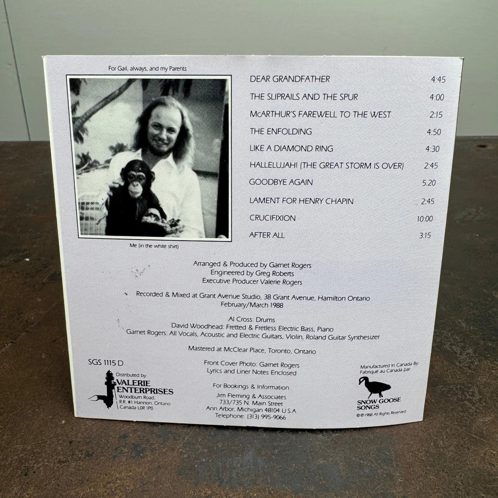 GARNET ROGERS - Speakling Softly in the Dark CD INSERT - SIGNED, image 5