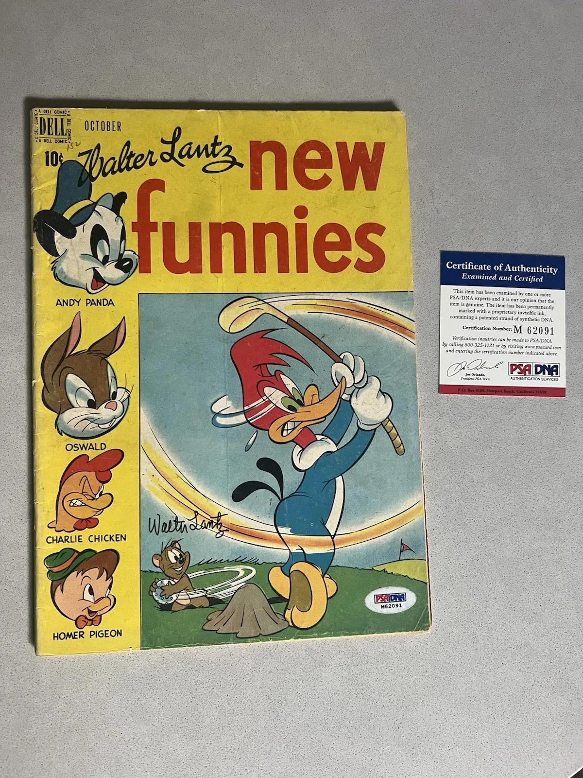 Walter Lantz — Walter Lantz autographed signed Woody Woodpecker Comic Book New Funnies PSA/DNA