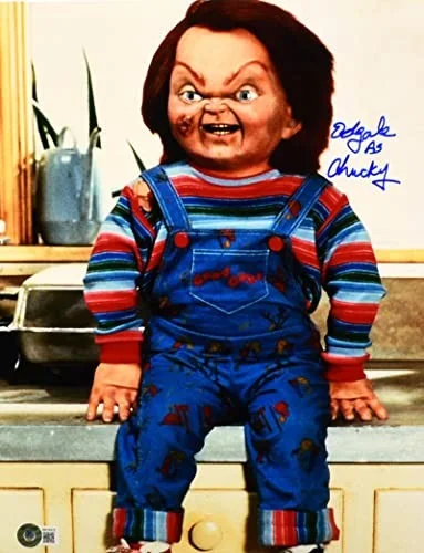 Ed Gale — Ed Gale Autographed 11x14 Chucky Close Up Photo -Beckett W Hologram *Blue, image 5