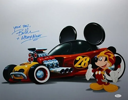 Bret Iwan Autographed Mickey Mouse w/ Race Car 16x20 Photo- JSA Authenticated, изображение 3