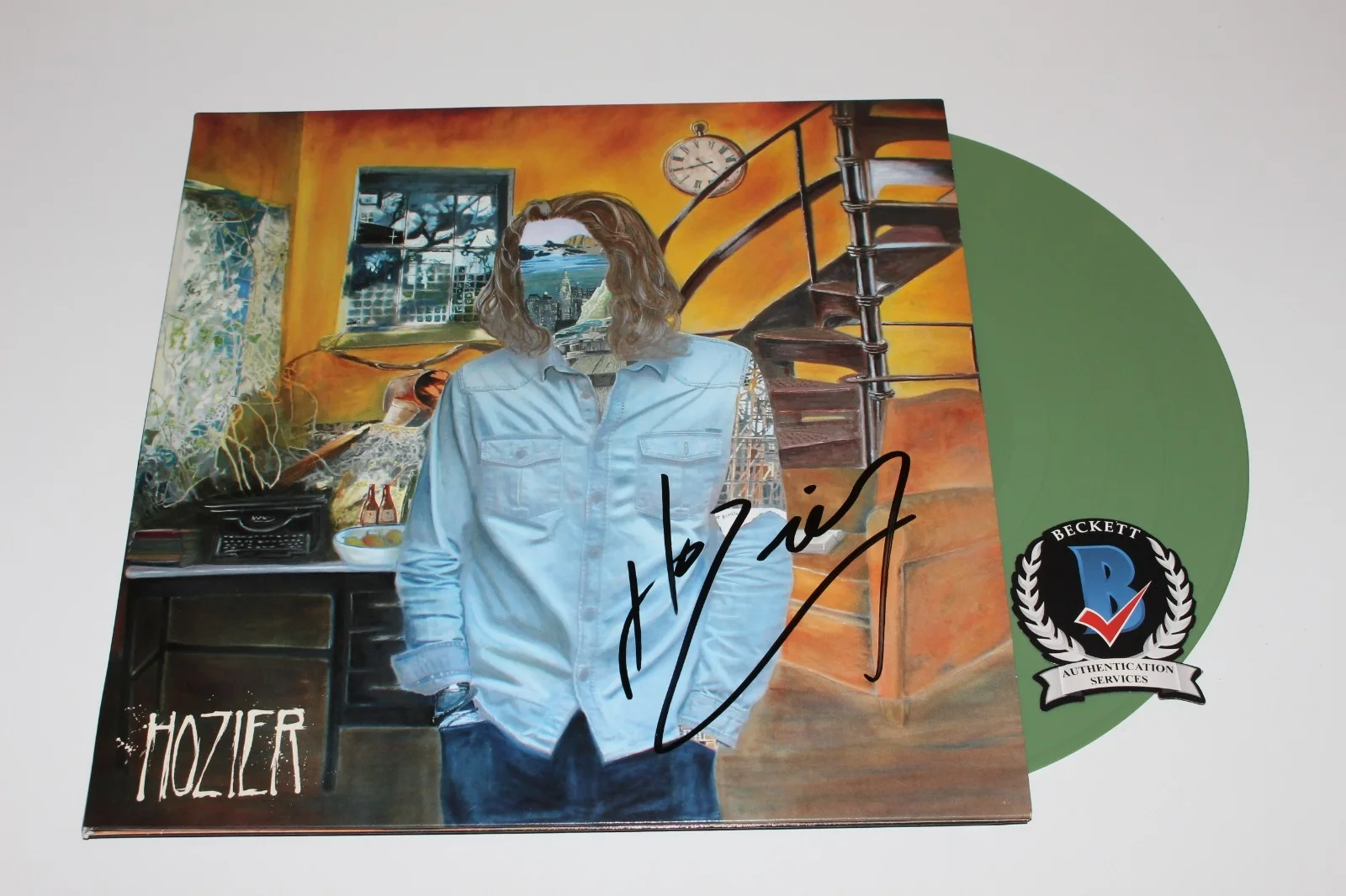 HOZIER SIGNED SELF TITLED DEBUT ALBUM GREEN VINYL RECORD BECKETT COA AUTOGRAPH, изображение 3