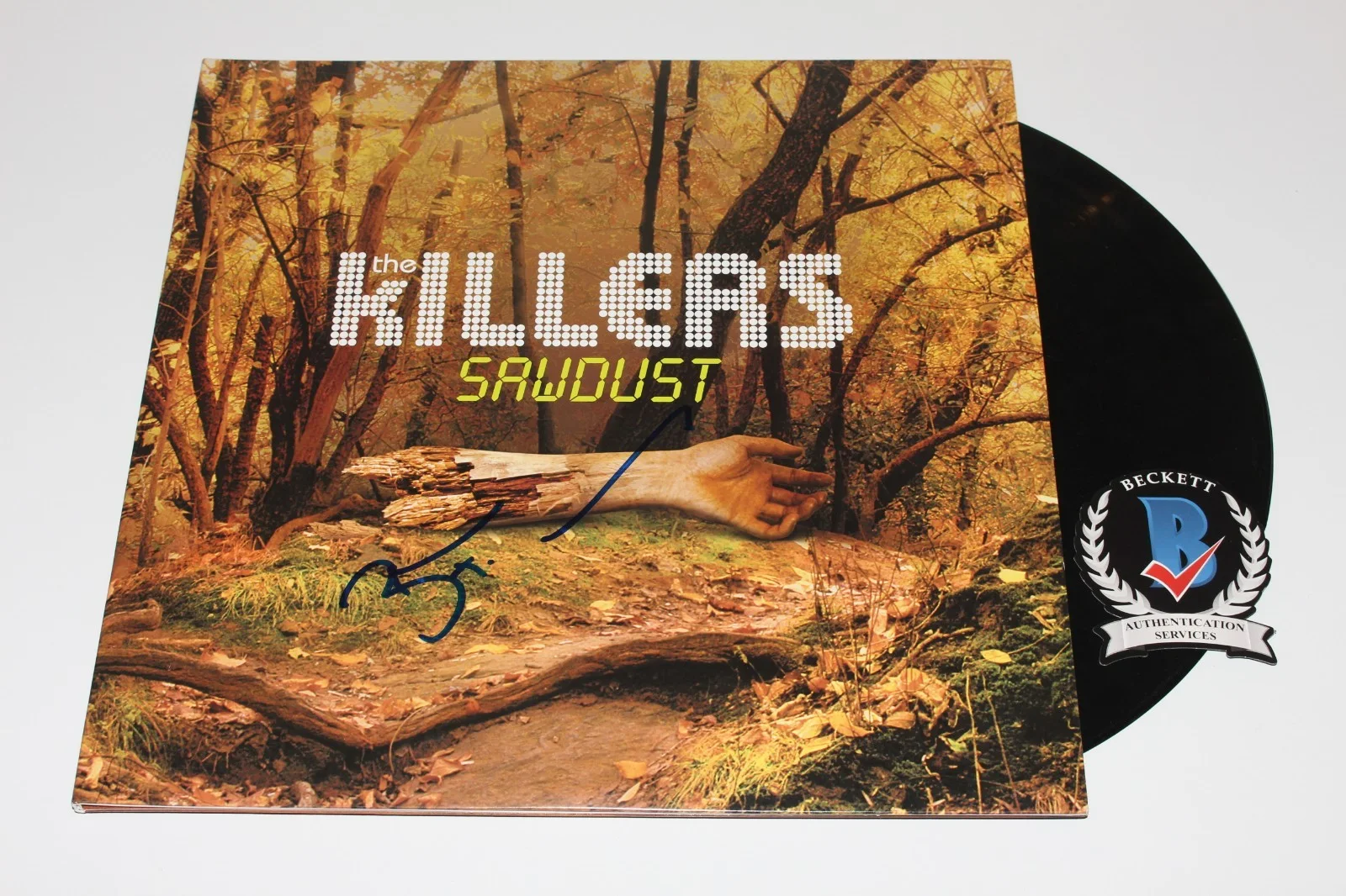 BRANDON FLOWERS SIGNED THE KILLERS SAWDUST ALBUM VINYL RECORD BECKETT COA BAND, изображение 2