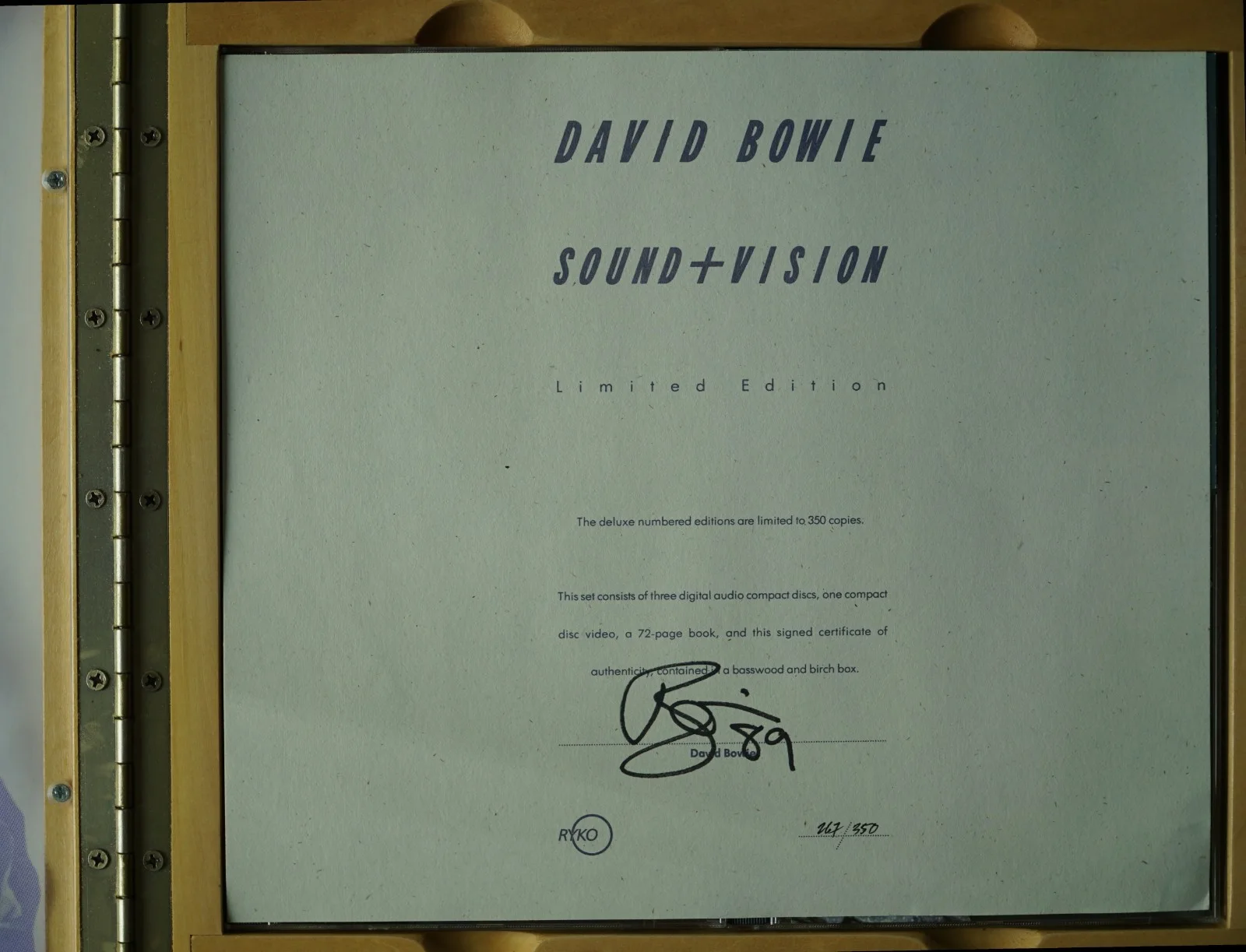 DAVID BOWIE - SIGNED SOUND + VISION Wood Box Set - LIMITED EDITION #267 of 350!, изображение 3