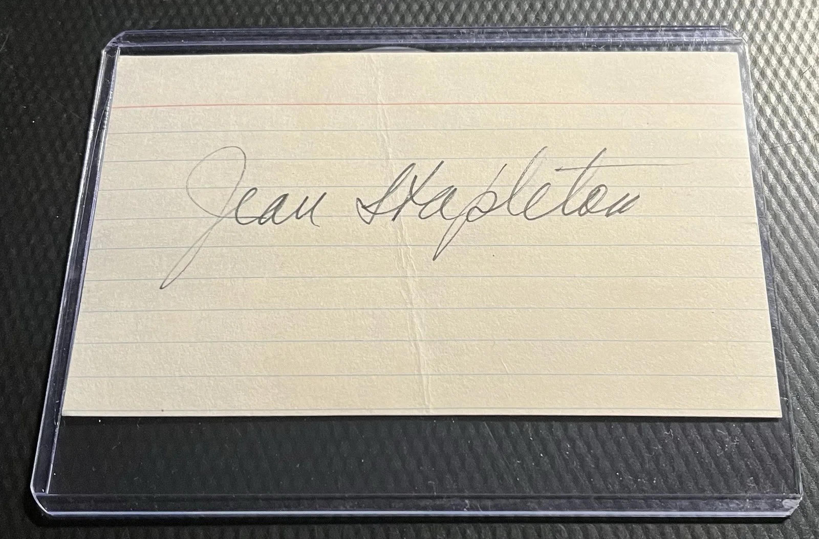 Jean Stapleton — Jean Stapleton Legendary Actress Signed Index Card w/ COA, Top Loader, image 2
